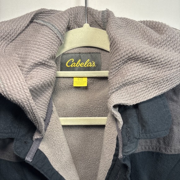 Men's Large Cabela's Blue Gray fleece-lined shirt jacket with Hood And Pockets - Picture 2 of 12